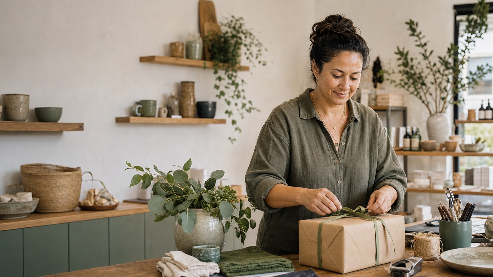 New Zealand retail owner packing an online order